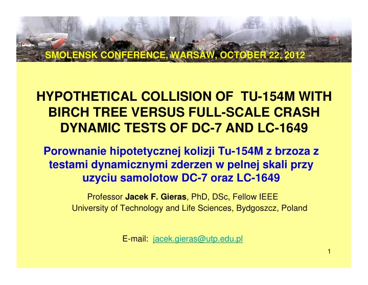 hypothetical collision of tu 154m with birch tree versus