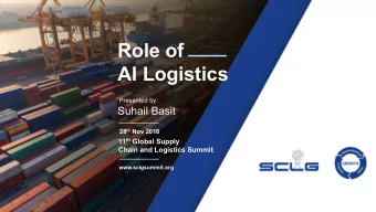Role of  AI Logistics  Presented by:  Suhail Basit 28 th Nov 2018 11 th Global Supply  Chain and