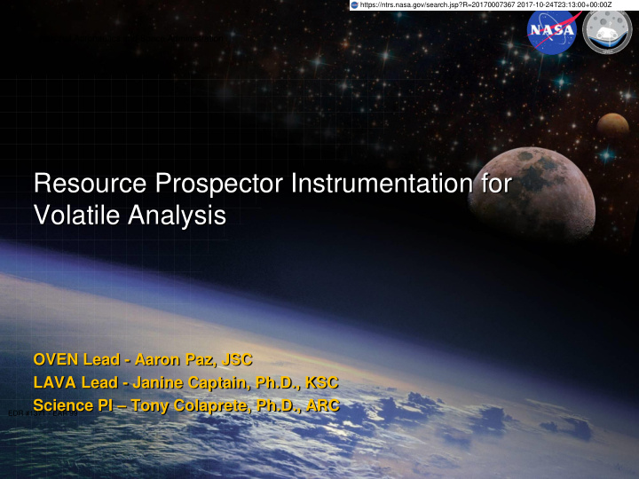resource prospector instrumentation for volatile analysis