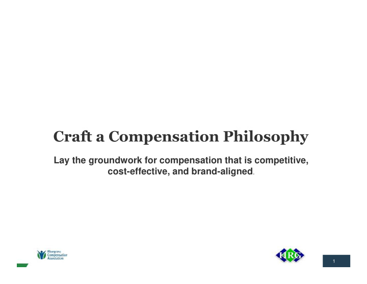 craft a compensation philosophy