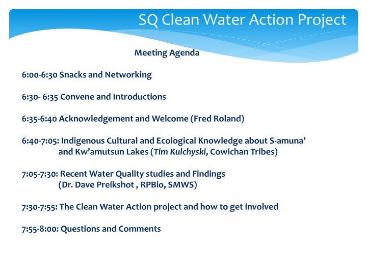 sq clean water action project