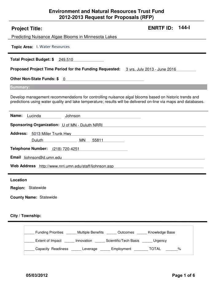 environment and natural resources trust fund 2012 2013