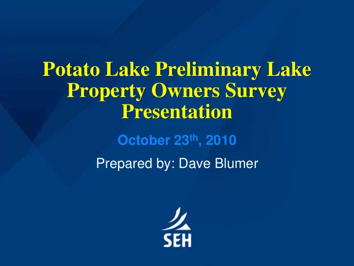 potato lake preliminary lake property owners survey