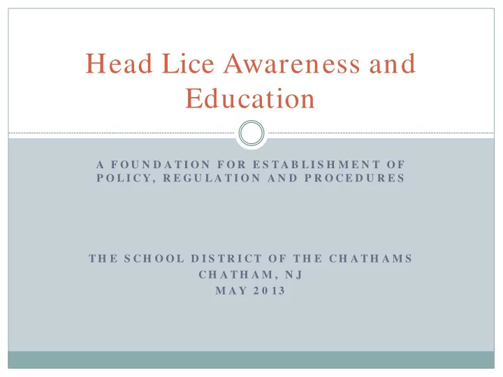 head lice awareness and education