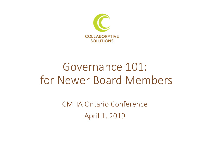 governance 101 for newer board members