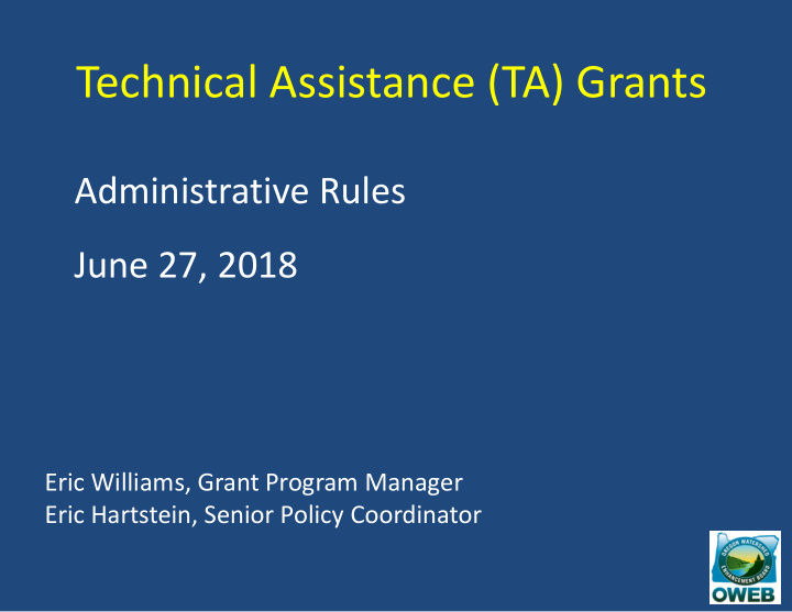 technical assistance ta grants