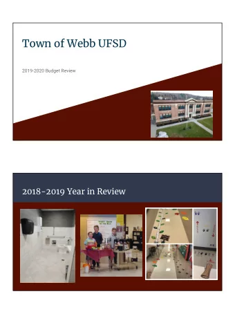 Town of Webb UFSD  2019-2020 Budget Review  2018-2019 Year in Review  Technology Changes  Town of