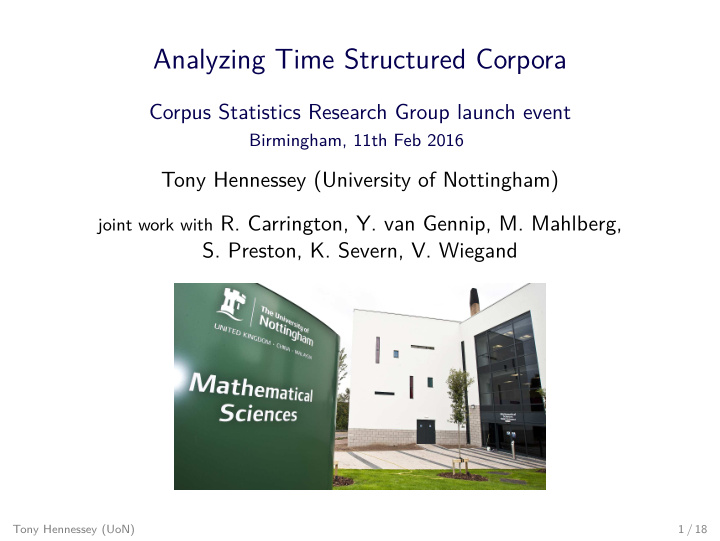 analyzing time structured corpora