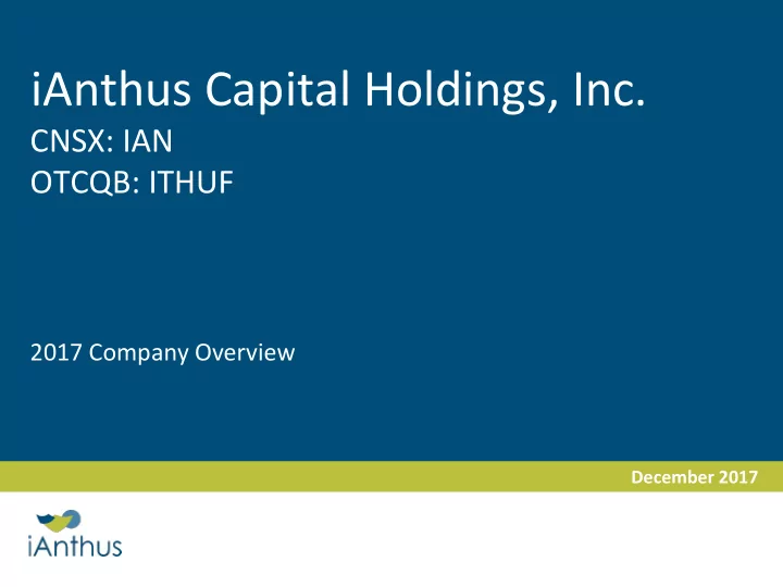 ianthus capital holdings inc