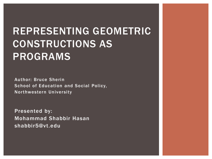 representing geometric constructions as programs
