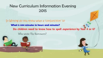 New Curriculum Information Evening  2015 In Writing do you know what a conjunction is?  What