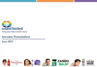 Investor Presentation  June 2015  Some of the statements made in this presentation may look forward