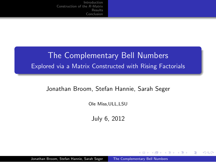 the complementary bell numbers