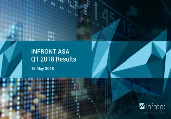INFRONT ASA  Q1 2018 Results  15 May 2018  Disclaimer  This Presentation might include certain