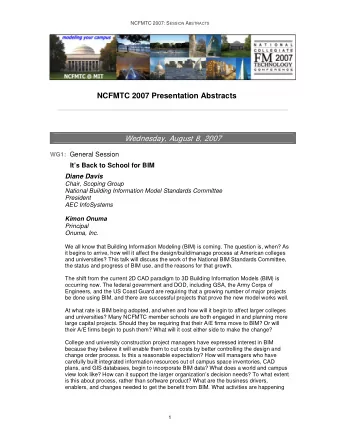 NCFMTC 2007 Presentation Abstracts Wednesday, August 8, 2007 WG1: General Session Its Back to