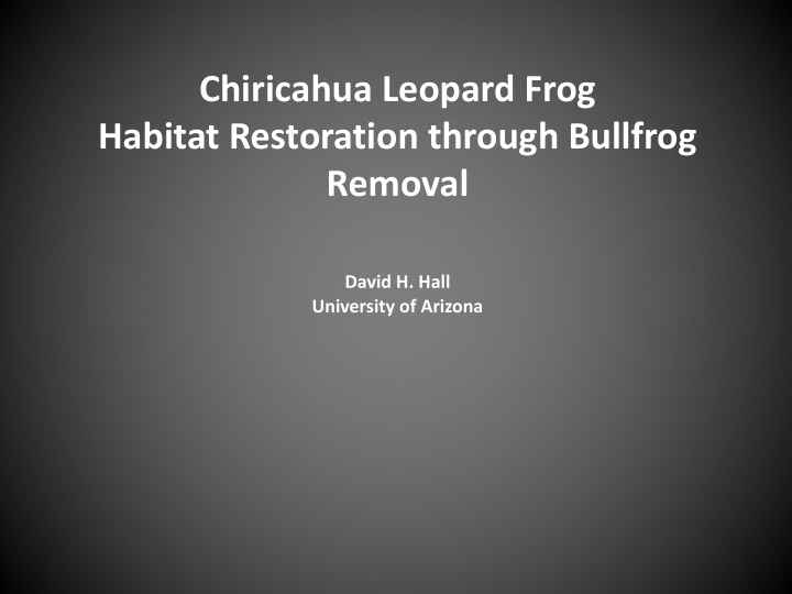 chiricahua leopard frog habitat restoration through