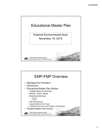 Educational Master Plan  External Environmental Scan  November 19, 2015 Palo Verde Community
