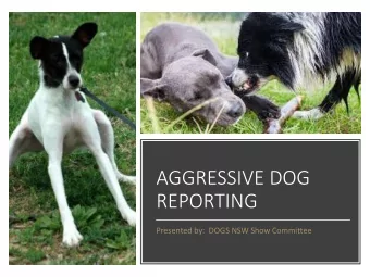 AGGRESSIVE DOG  REPORTING  Presented by:  DOGS NSW Show Committee  DOGS NSW Regulations Part