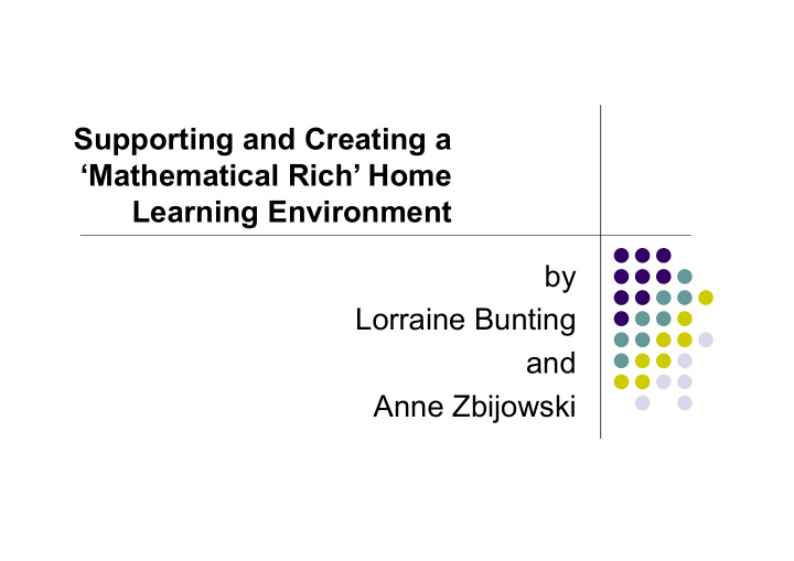 supporting and creating a mathematical rich home learning