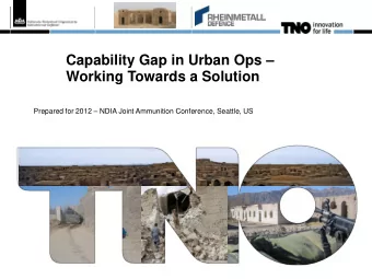 Capability Gap in Urban Ops   Working Towards a Solution Prepared for 2012  NDIA Joint