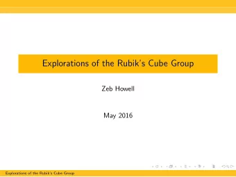 Explorations of the Rubiks Cube Group  Zeb Howell  May 2016  Explorations of the Rubiks Cube