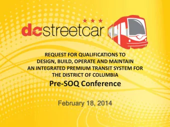 Pre-SOQ Conference  February 18, 2014  Presentation Outline  1.  Introductions &amp; Program