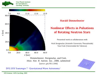 Nonlinear Effects in Pulsations r [km]  of Rotating Neutron Stars  40.0  Presented work in