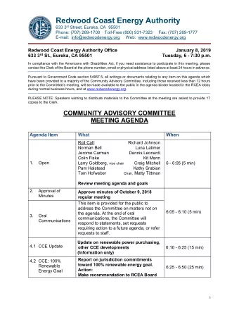 Redwood Coast Energy Authority 633 3 rd Street, Eureka, CA  95501  Phone: (707) 269-1700