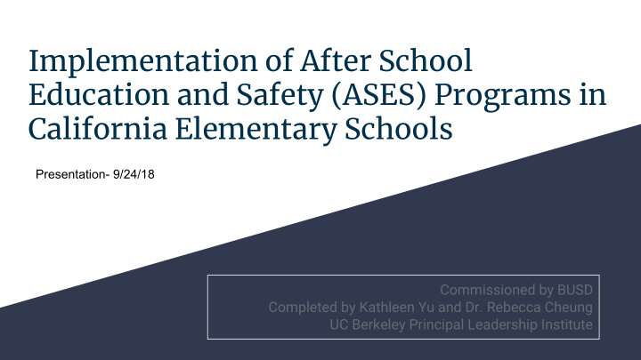 implementation of after school education and safety ases