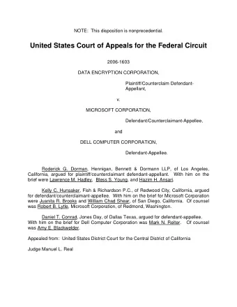 United States Court of Appeals for the Federal Circuit  2006-1603  DATA ENCRYPTION CORPORATION,
