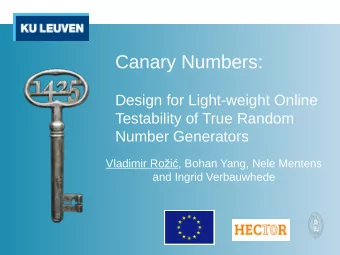 Canary Numbers:  Design for Light-weight Online  Testability of True Random  Number Generators
