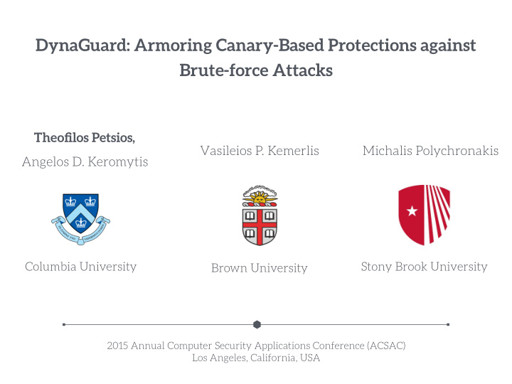 dynaguard armoring canary based protections against brute