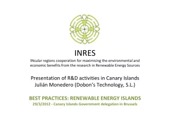INRES INsular regions cooperation for maximising the environmental and economic benefits from the