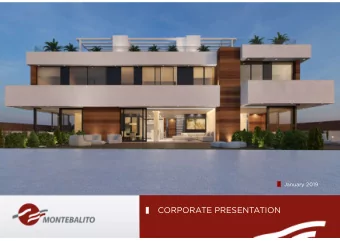 CORPORATE PRESENTATION  INDEX  1.  Introduction  2.  Key Figures of the Montebalito Consolidated
