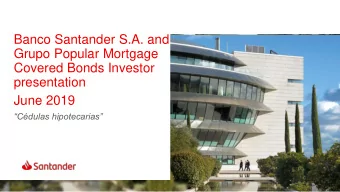 Grupo Popular Mortgage  Covered Bonds Investor  presentation  June 2019  Cdulas