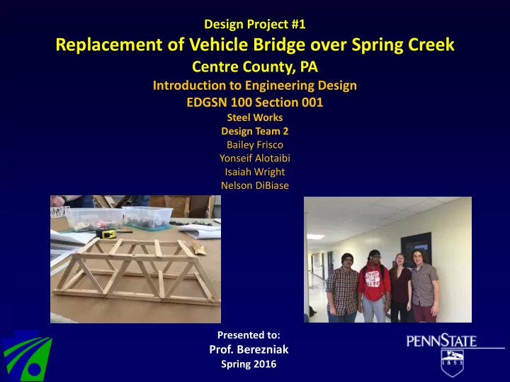 replacement of vehicle bridge over spring creek