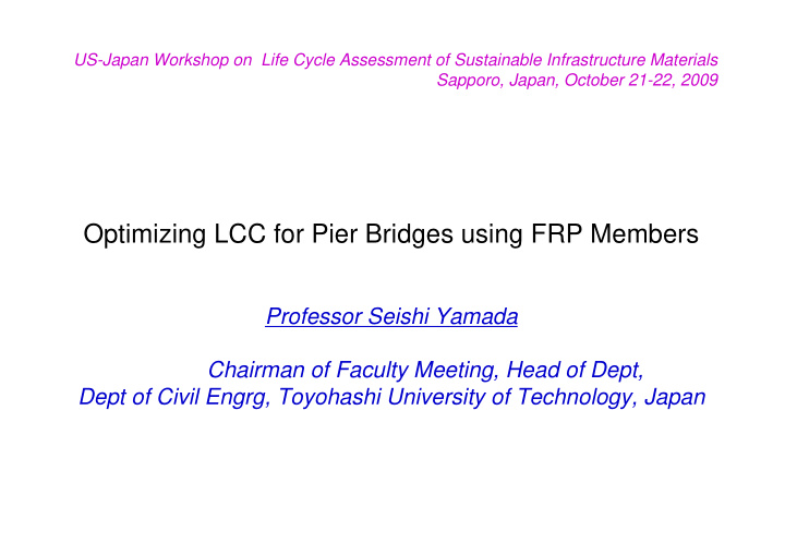 optimizing lcc for pier bridges using frp members