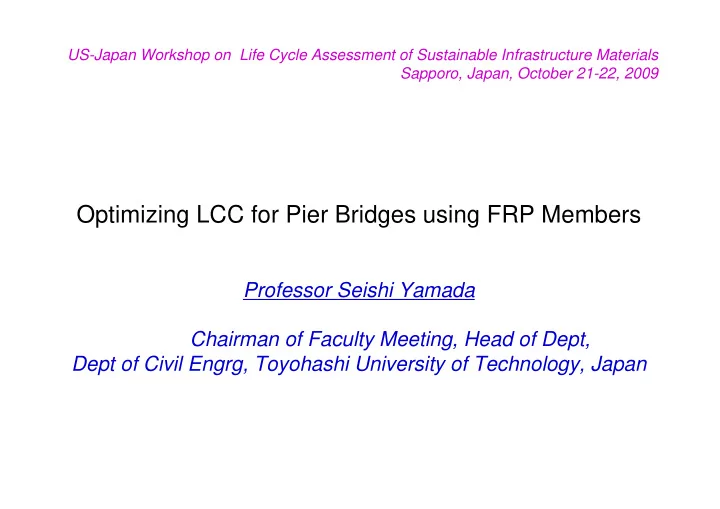 optimizing lcc for pier bridges using frp members