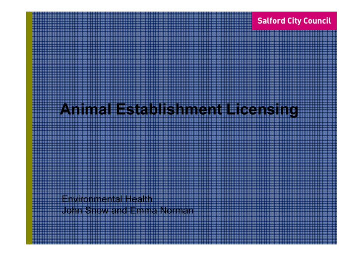 animal establishment licensing
