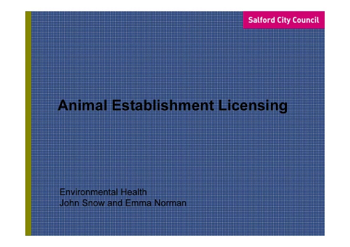 animal establishment licensing