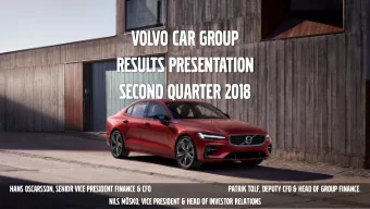 results presentation  second quarter 2018  Hans Oscarsson, Senior vice president finance &amp; CFO