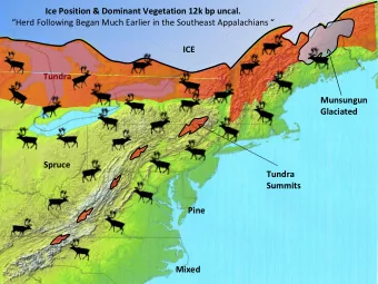 Ice Position &amp; Dominant Vegetation 12k bp uncal.  Herd Following Began Much Earlier in the