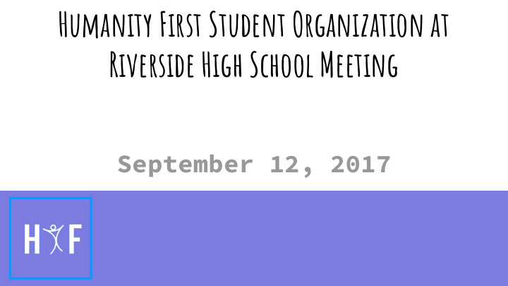 humanity first student organization at riverside high