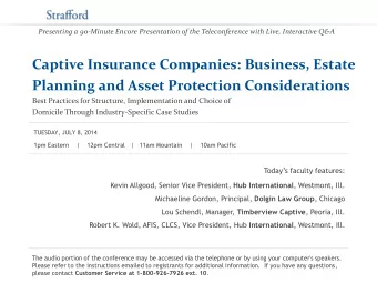 Planning and Asset Protection Considerations  Best Practices for Structure, Implementation and
