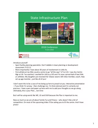 Introduce yourself   Sport facility planning specialists. Dont dabble in town planning or