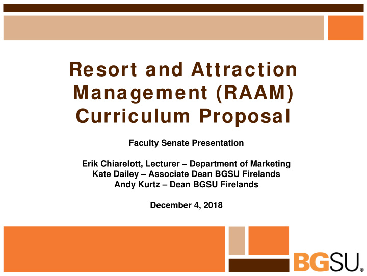 resort and attraction management raam curriculum proposal