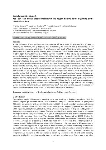 Spatial disparities at death  Age-, sex- and disease-specific mortality in the Belgian districts at