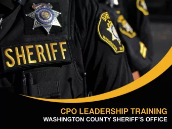 CPO LEADERSHIP TRAINING WASHINGTON COUNTY SHERIFFS OFFICE Community Outreach Specialist