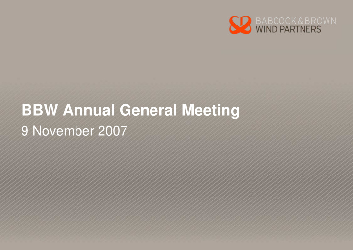 bbw annual general meeting