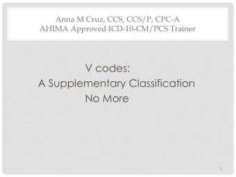V codes:  A Supplementary Classification  No More  1  FACTORS INFLUENCING HEALTH STATUS  AND